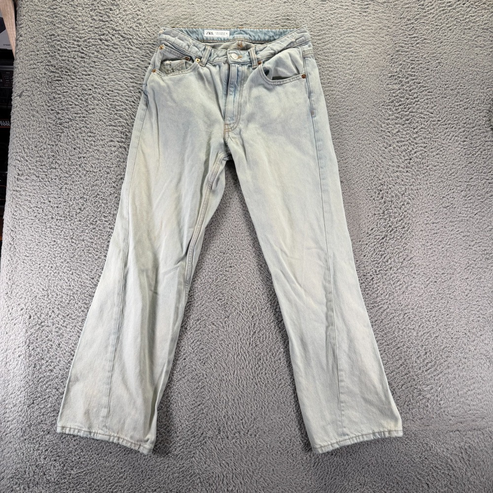 Zara Jeans Womens 6 Blue Cotton Denim Straight Leg Streetwear Travel Workwear